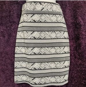 Dark grey and cream geometric stripe mini skirt